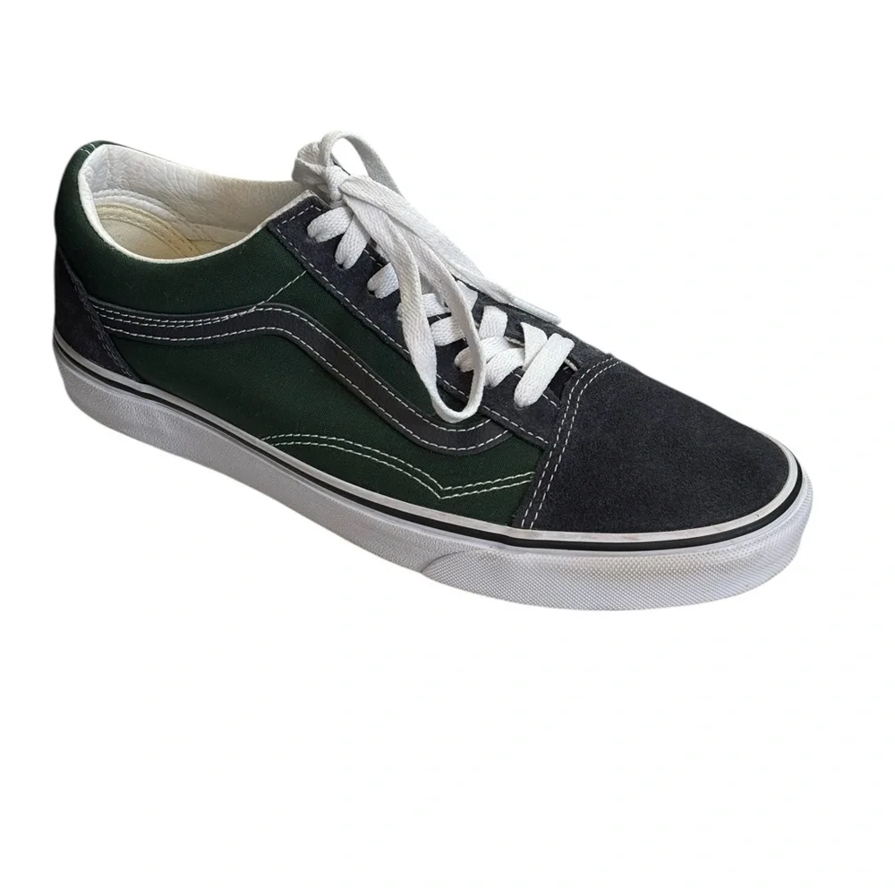 Vans Old Skool Green Gray Suede Canvas Sneakers US M9 W 10.5 - Picture 2 of 9